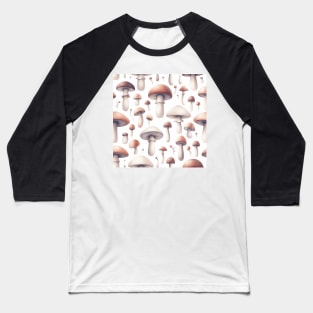Simple Vintage Mushroom and Leaves Pattern Baseball T-Shirt